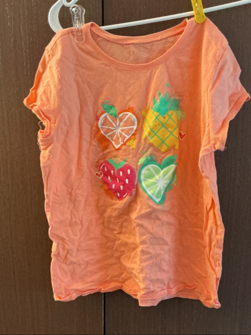 The Children's Place Peach Short-Sleeve Tee with Fruit Heart Graphics